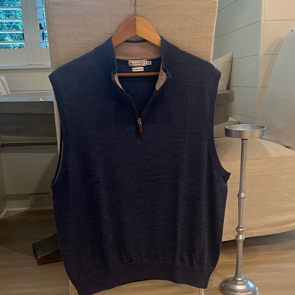 Peter Millar Dark Blue Zip-Up Sweater Vest